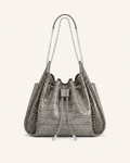 Rowan Ruched Drawstring Chain Bucket Bag